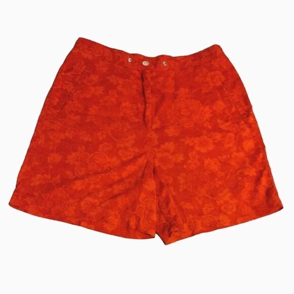 VTG Lauren Ralph Lauren Red Tropical High Rise Cotton Shorts Size 6 - Picture 3 of 11